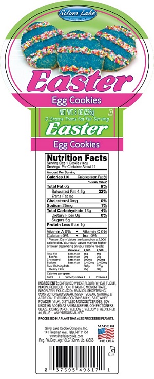 Silver Lake Cookie Company, Inc. Issues Allergy Alert On Undeclared Eggs In "Easter Egg Cookies"